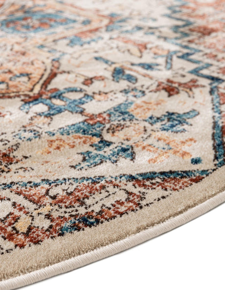 Beige 5' 3 x 5' 3 Oslo Round Area Rug 100% Polypropylene Traditional Classic Vintage Distressed Carpet for Indoor Home Decor for Sale at Rug Engine