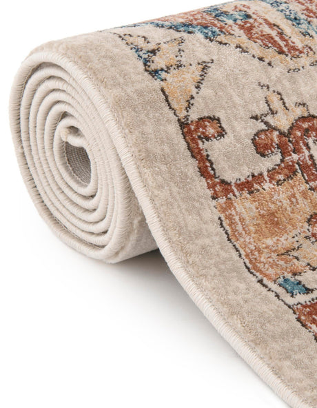 Beige 5' 3 x 5' 3 Oslo Round Area Rug 100% Polypropylene Traditional Classic Vintage Distressed Carpet for Indoor Home Decor for Sale at Rug Engine