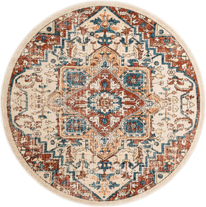 Beige 5' 3 x 5' 3 Oslo Round Area Rug 100% Polypropylene Traditional Classic Vintage Distressed Carpet for Indoor Home Decor for Sale at Rug Engine