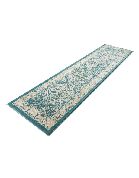 Teal 2' 7 x 10' Oslo Runner Area Rug 100% Polypropylene Traditional Classic Vintage Distressed Carpet for Indoor Home Decor for Sale at Rug Engine