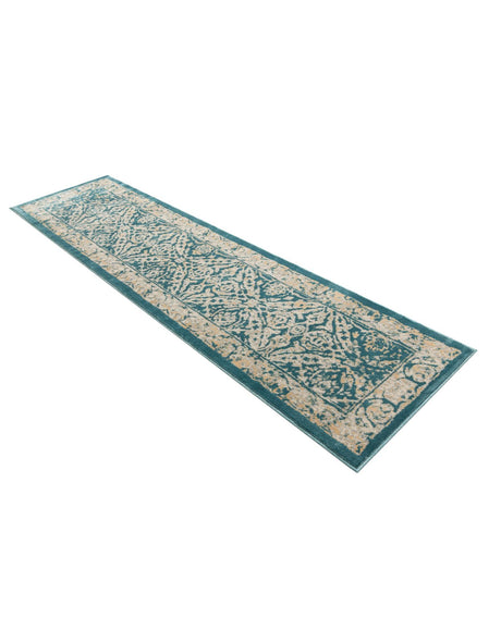 Teal 2' 7 x 10' Oslo Runner Area Rug 100% Polypropylene Traditional Classic Vintage Distressed Carpet for Indoor Home Decor for Sale at Rug Engine