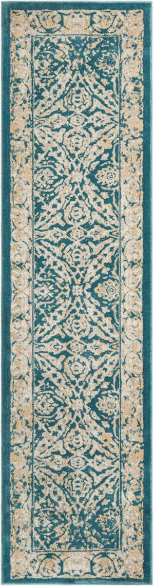 Teal 2' 7 x 10' Oslo Runner Area Rug 100% Polypropylene Traditional Classic Vintage Distressed Carpet for Indoor Home Decor for Sale at Rug Engine