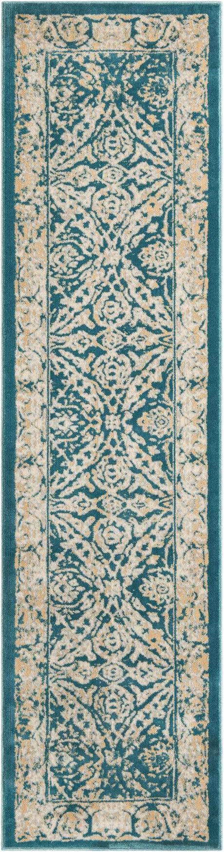 Teal 2' 7 x 10' Oslo Runner Area Rug 100% Polypropylene Traditional Classic Vintage Distressed Carpet for Indoor Home Decor for Sale at Rug Engine