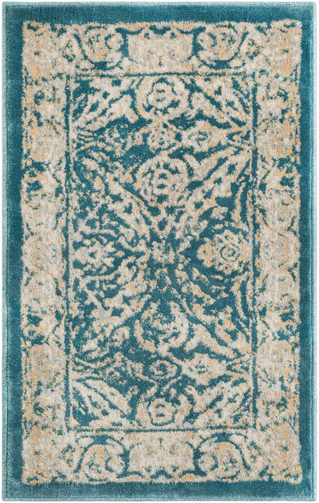 Teal 2' x 3' 1 Oslo Rectangle Area Rug 100% Polypropylene Traditional Classic Vintage Distressed Carpet for Indoor Home Decor for Sale at Rug Engine