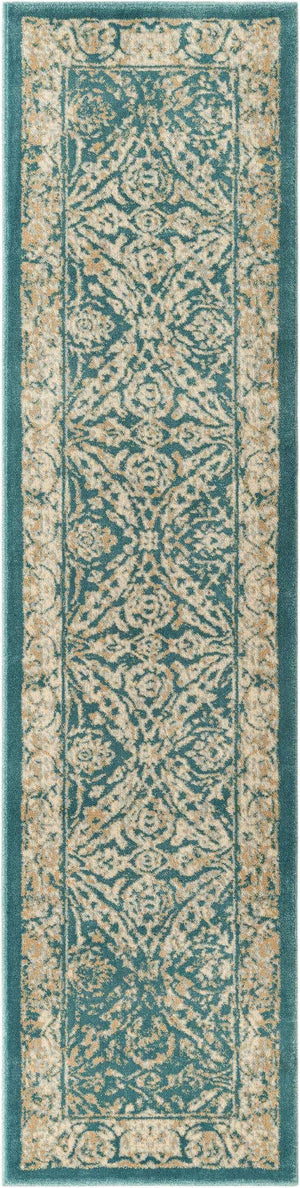 Teal 2' x 8' Oslo Runner Area Rug 100% Polypropylene Traditional Classic Vintage Distressed Carpet for Indoor Home Decor for Sale at Rug Engine