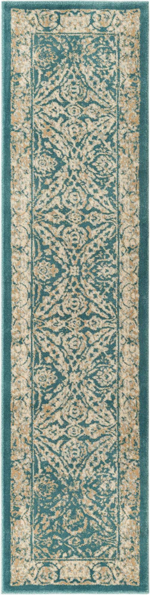 Teal 2' x 8' Oslo Runner Area Rug 100% Polypropylene Traditional Classic Vintage Distressed Carpet for Indoor Home Decor for Sale at Rug Engine