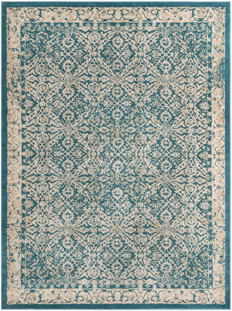 Teal 9' x 12' Oslo Rectangle Area Rug 100% Polypropylene Traditional Classic Vintage Distressed Carpet for Indoor Home Decor for Sale at Rug Engine