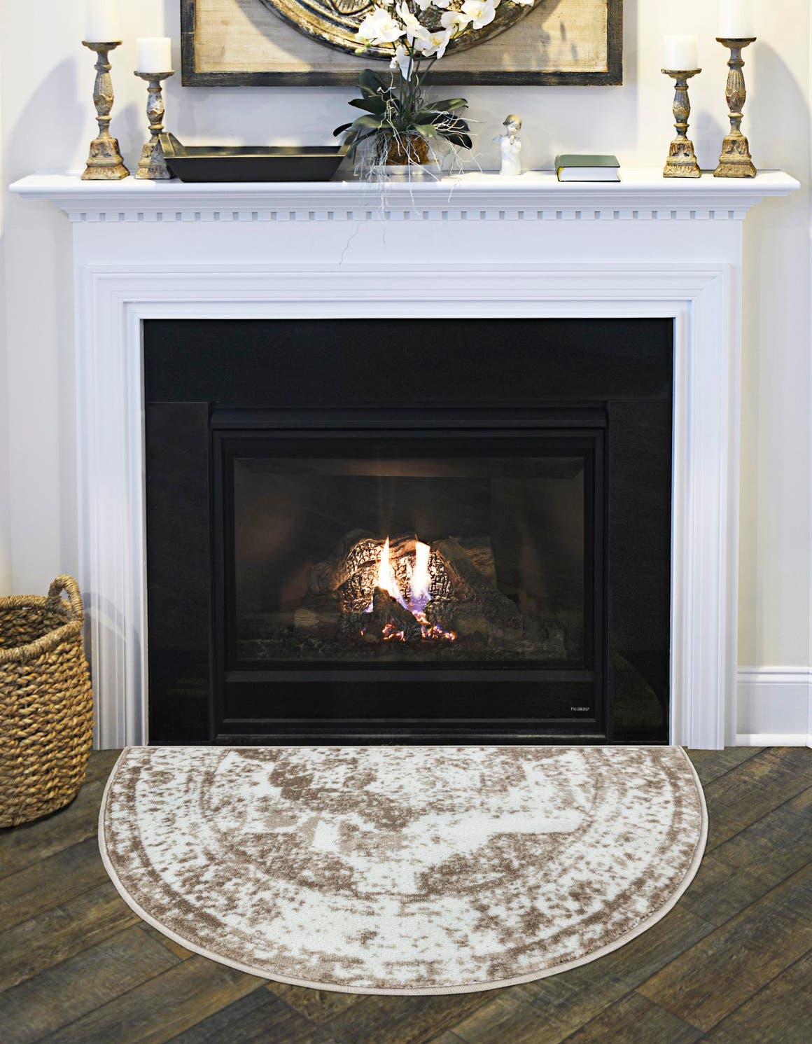 Beige 3' 1 x 6' 1 Sofia Hearth Half-Round Semicircle Area Rug Durable Easy Clean Stain Resistant Unique Carpet for Affordable Interior Home Design for Sale at Rug Engine