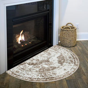 Beige 2' 2 x 4' Sofia Semicircle Hearth Rug