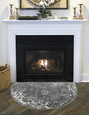 Dark Gray 2' 2 x 4' Sofia Semicircle Hearth Rug