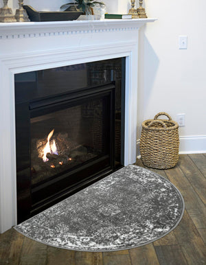 Dark Gray 2' 2 x 4' Sofia Semicircle Hearth Rug
