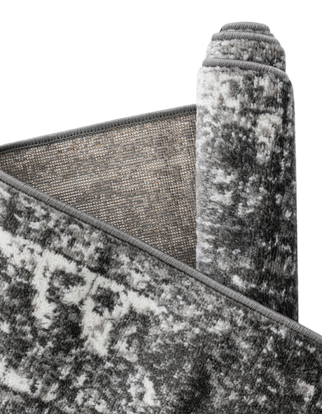 Dark Gray 3' 1 x 6' 1 Sofia Hearth Half-Round Semicircle Area Rug Durable Easy Clean Stain Resistant Unique Carpet for Affordable Interior Home Design for Sale at Rug Engine