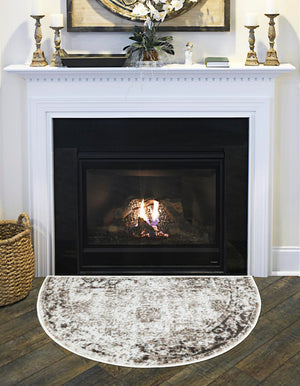 Beige 2' 2 x 4' Sofia Semicircle Hearth Rug