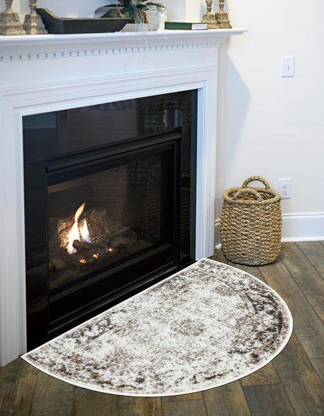 Beige 2' 2 x 3' 7 Sofia Hearth Half-Round Semicircle Area Rug Durable Easy Clean Stain Resistant Unique Carpet for Affordable Interior Home Design for Sale at Rug Engine