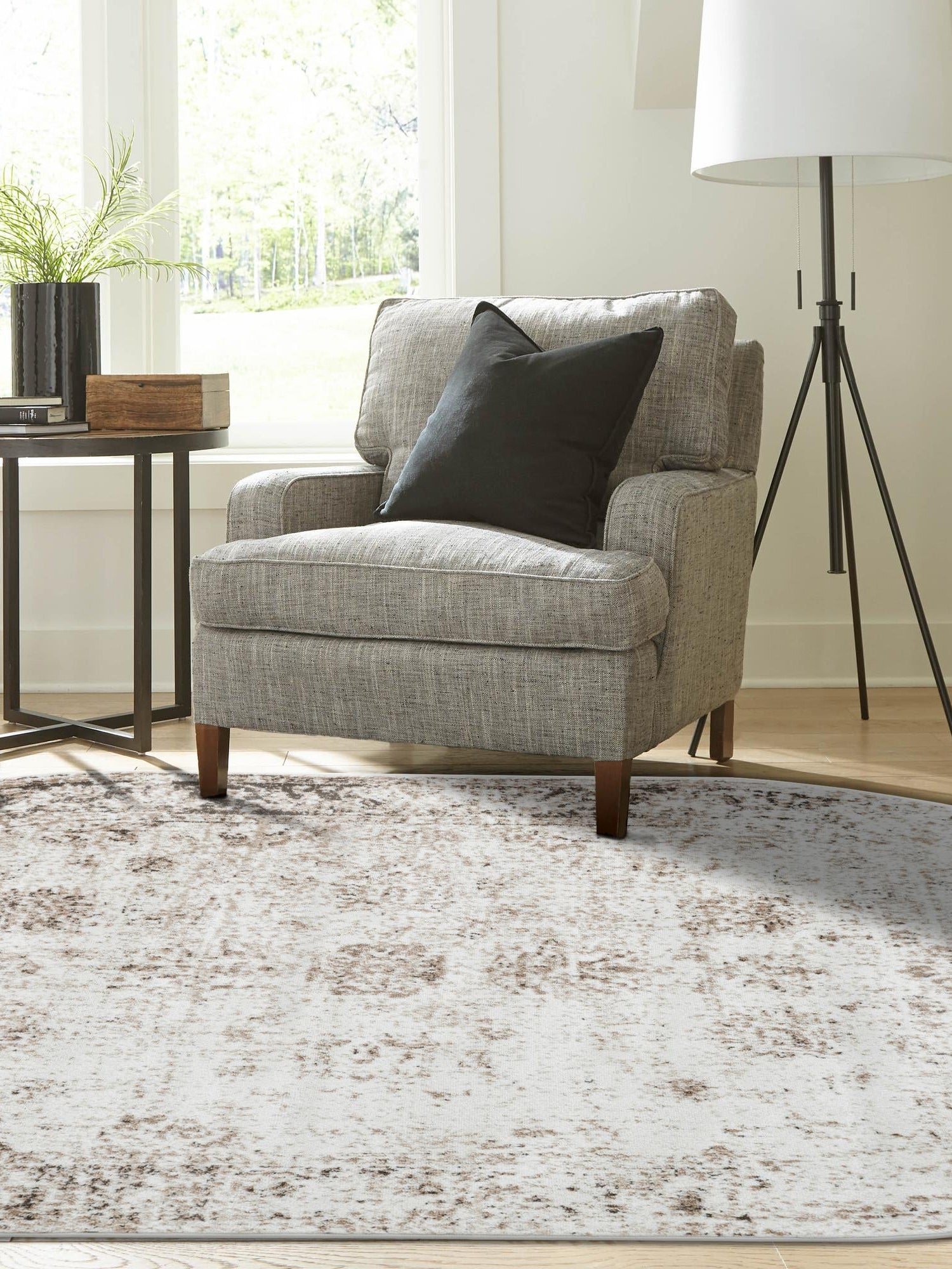 Beige 5' 3 x 8' Sofia Oval Area Rug Durable Easy Clean Stain Resistant Unique Carpet for Affordable Interior Home Design for Sale at Rug Engine