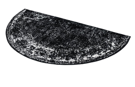 Black 3' 1 x 6' 1 Sofia Hearth Half-Round Semicircle Area Rug Durable Easy Clean Stain Resistant Unique Carpet for Affordable Interior Home Design for Sale at Rug Engine