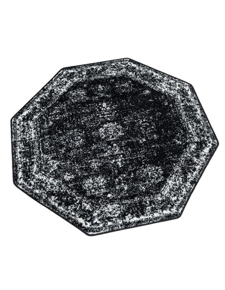 Black 4' 1 x 4' 1 Sofia Octagon Area Rug Durable Easy Clean Stain Resistant Unique Carpet for Affordable Interior Home Design for Sale at Rug Engine