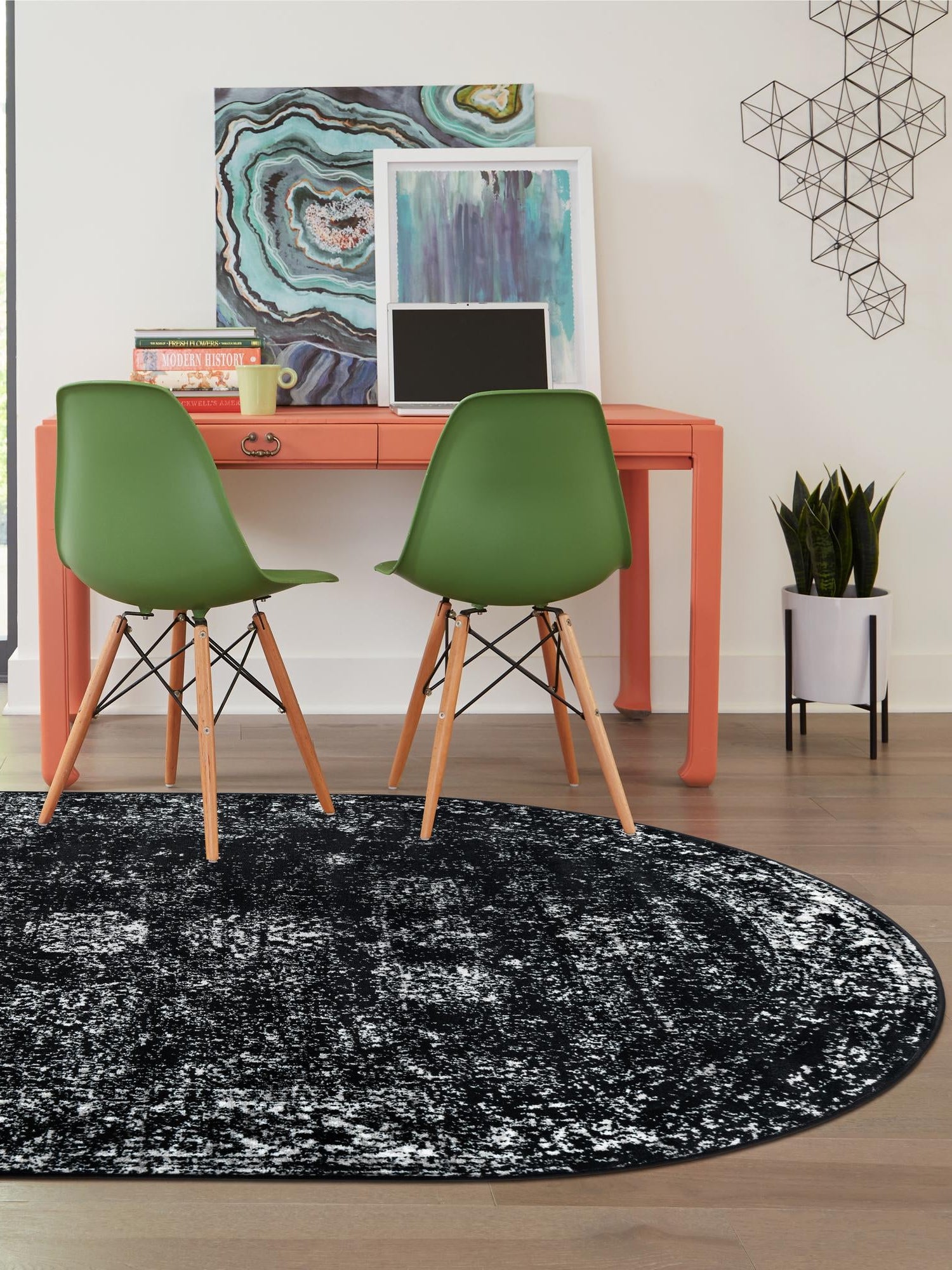Black 2' x 3' 1 Sofia Oval Area Rug Durable Easy Clean Stain Resistant Unique Carpet for Affordable Interior Home Design for Sale at Rug Engine