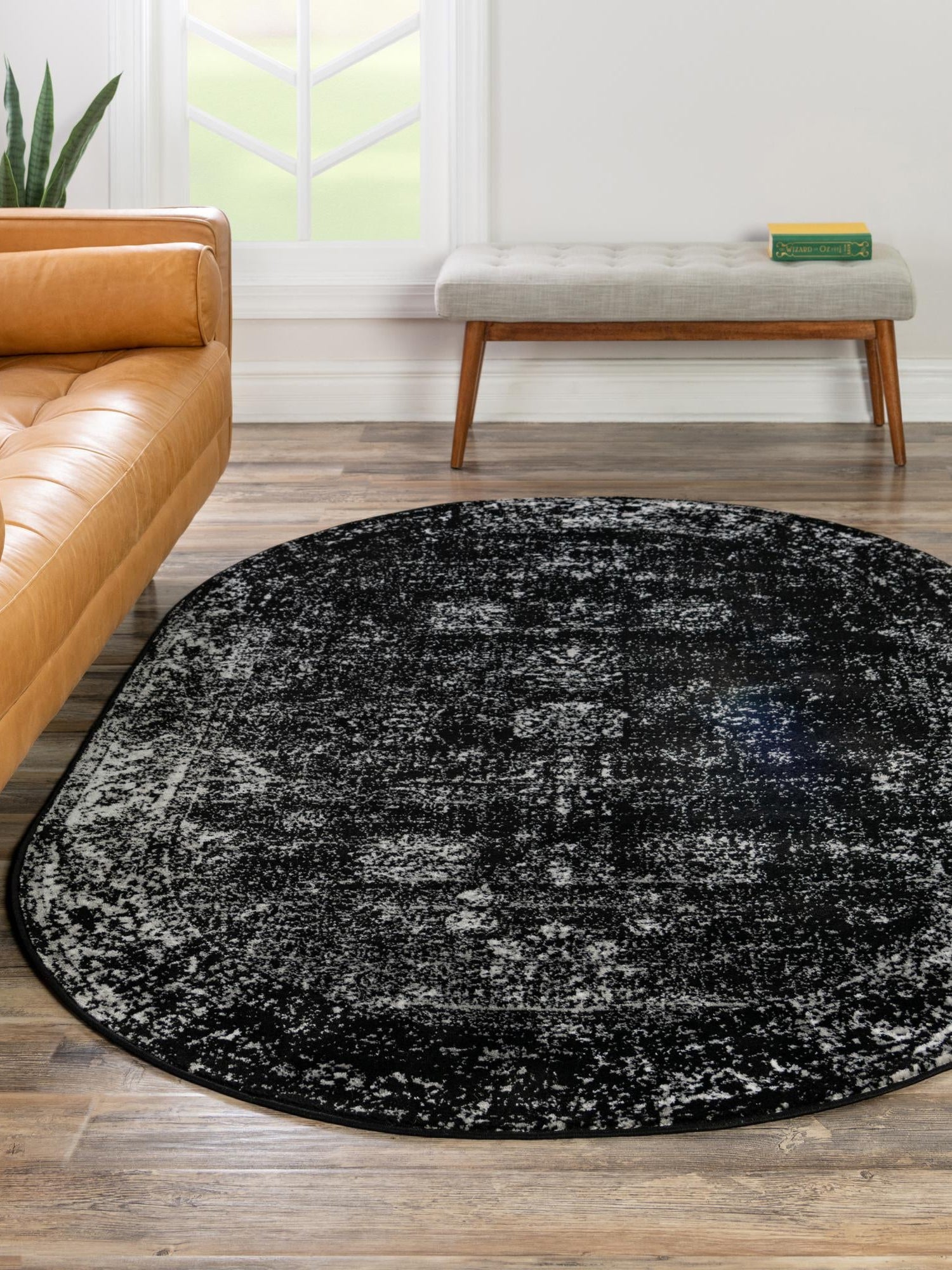 Black 2' x 3' 1 Sofia Oval Area Rug Durable Easy Clean Stain Resistant Unique Carpet for Affordable Interior Home Design for Sale at Rug Engine