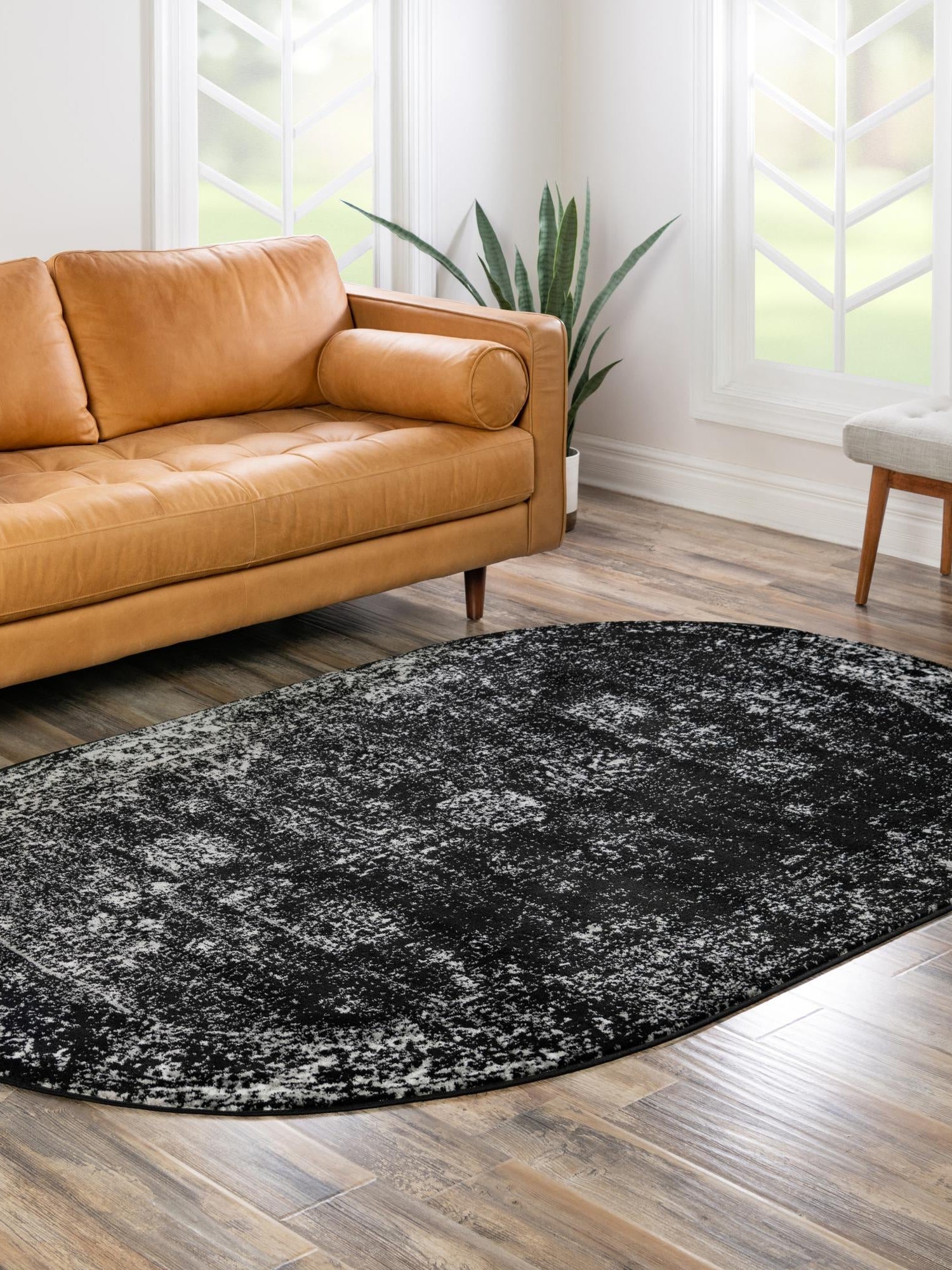 Black 2' x 3' 1 Sofia Oval Area Rug Durable Easy Clean Stain Resistant Unique Carpet for Affordable Interior Home Design for Sale at Rug Engine