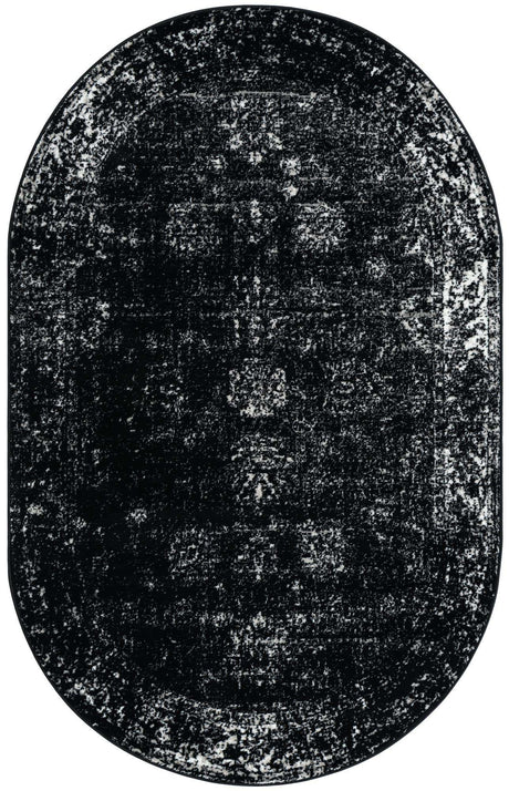 Black 5' 3 x 8' Sofia Oval Rug