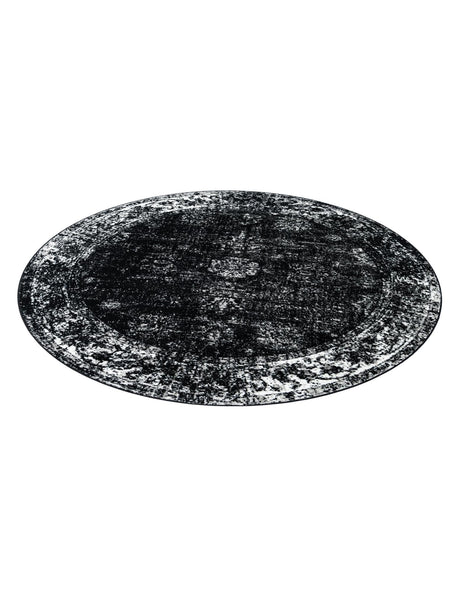 Black 7' 10 x 7' 10 Sofia Round Area Rug Durable Easy Clean Stain Resistant Unique Carpet for Affordable Interior Home Design for Sale at Rug Engine