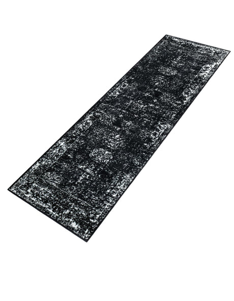 Black 2' x 8' Sofia Runner Area Rug Durable Easy Clean Stain Resistant Unique Carpet for Affordable Interior Home Design for Sale at Rug Engine