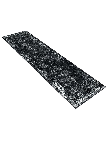 Black 2' x 8' Sofia Runner Area Rug Durable Easy Clean Stain Resistant Unique Carpet for Affordable Interior Home Design for Sale at Rug Engine