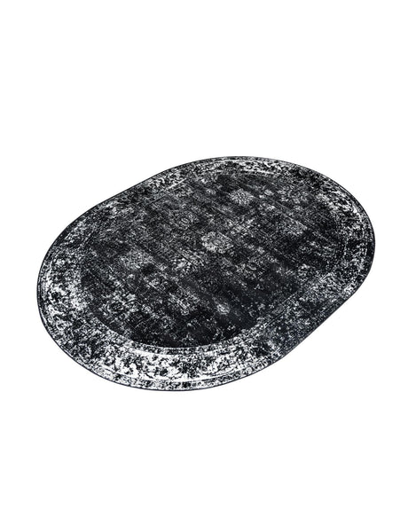 Black 7' 10 x 10' Sofia Oval Area Rug Durable Easy Clean Stain Resistant Unique Carpet for Affordable Interior Home Design for Sale at Rug Engine
