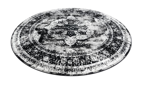 Black 10' x 10' Sofia Round Area Rug Durable Easy Clean Stain Resistant Unique Carpet for Affordable Interior Home Design for Sale at Rug Engine