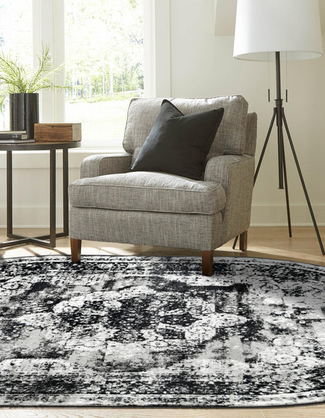 Black 2' x 3' 1 Sofia Oval Area Rug Durable Easy Clean Stain Resistant Unique Carpet for Affordable Interior Home Design for Sale at Rug Engine