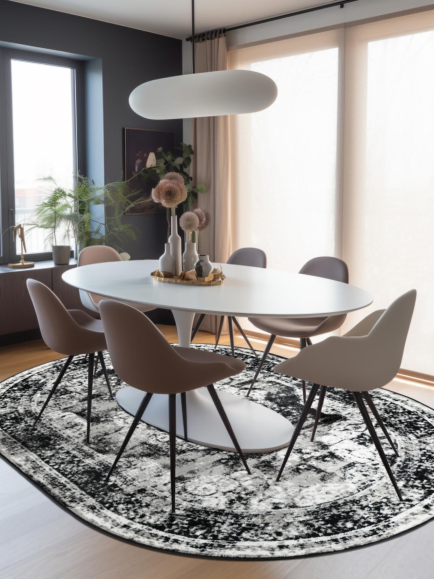 Black 2' x 3' 1 Sofia Oval Area Rug Durable Easy Clean Stain Resistant Unique Carpet for Affordable Interior Home Design for Sale at Rug Engine