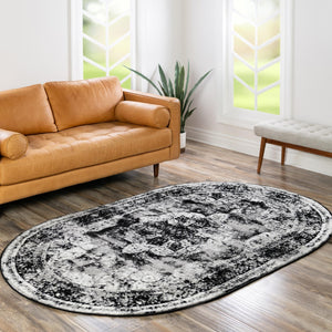 Black 8' x 10' Sofia Oval Rug