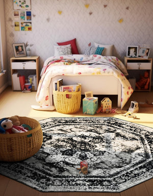 Black 4' 1 x 4' 1 Sofia Octagon Rug