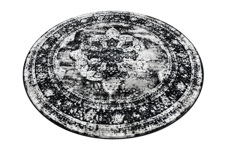 Black 6' 1 x 6' 1 Sofia Round Area Rug Durable Easy Clean Stain Resistant Unique Carpet for Affordable Interior Home Design for Sale at Rug Engine