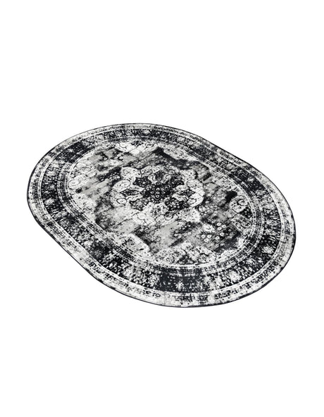 Black 7' 10 x 10' Sofia Oval Area Rug Durable Easy Clean Stain Resistant Unique Carpet for Affordable Interior Home Design for Sale at Rug Engine