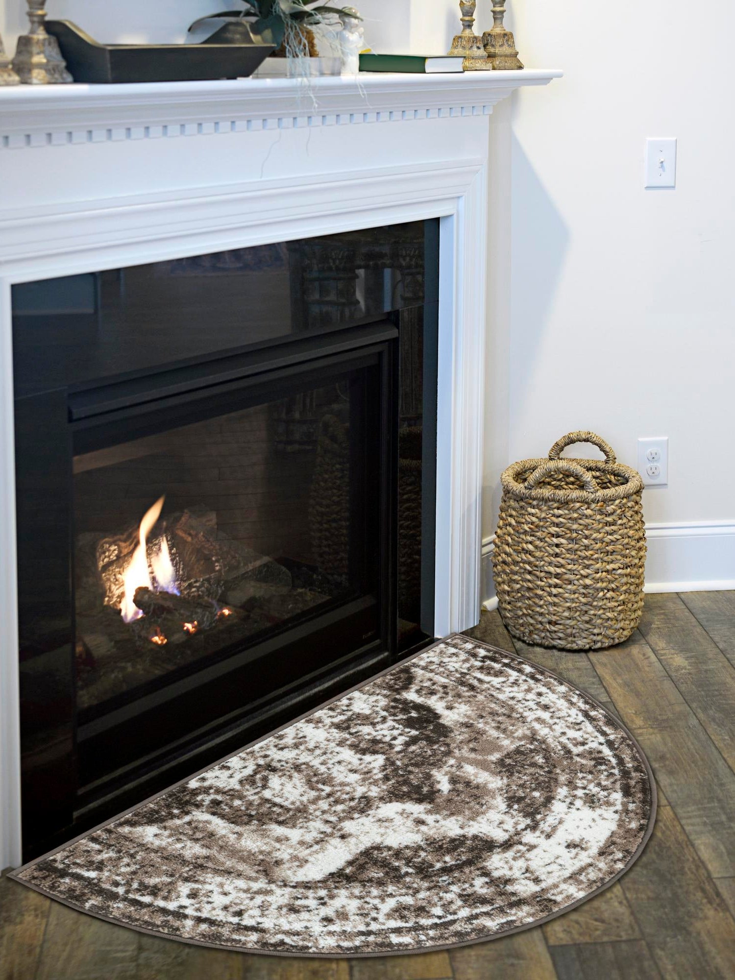 Light Brown 2' 2 x 3' 7 Sofia Hearth Half-Round Semicircle Area Rug Durable Easy Clean Stain Resistant Unique Carpet for Affordable Interior Home Design for Sale at Rug Engine