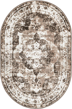 Light Brown 4' 1 x 6' 1 Sofia Oval Area Rug Durable Easy Clean Stain Resistant Unique Carpet for Affordable Interior Home Design for Sale at Rug Engine