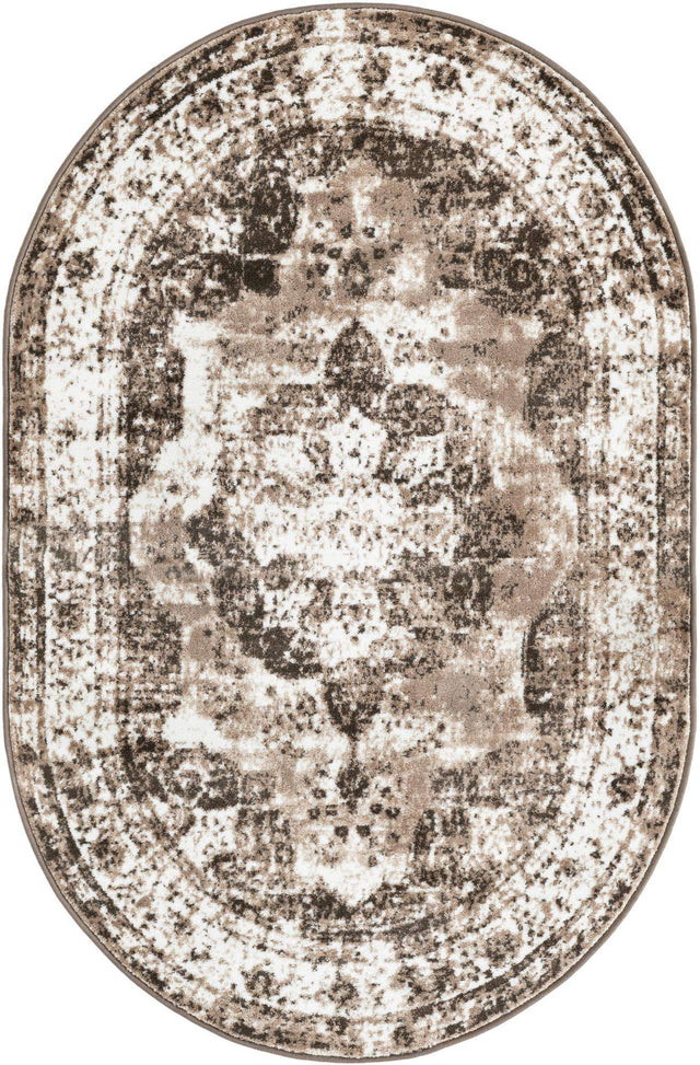 Light Brown 4' 1 x 6' 1 Sofia Oval Area Rug Durable Easy Clean Stain Resistant Unique Carpet for Affordable Interior Home Design for Sale at Rug Engine