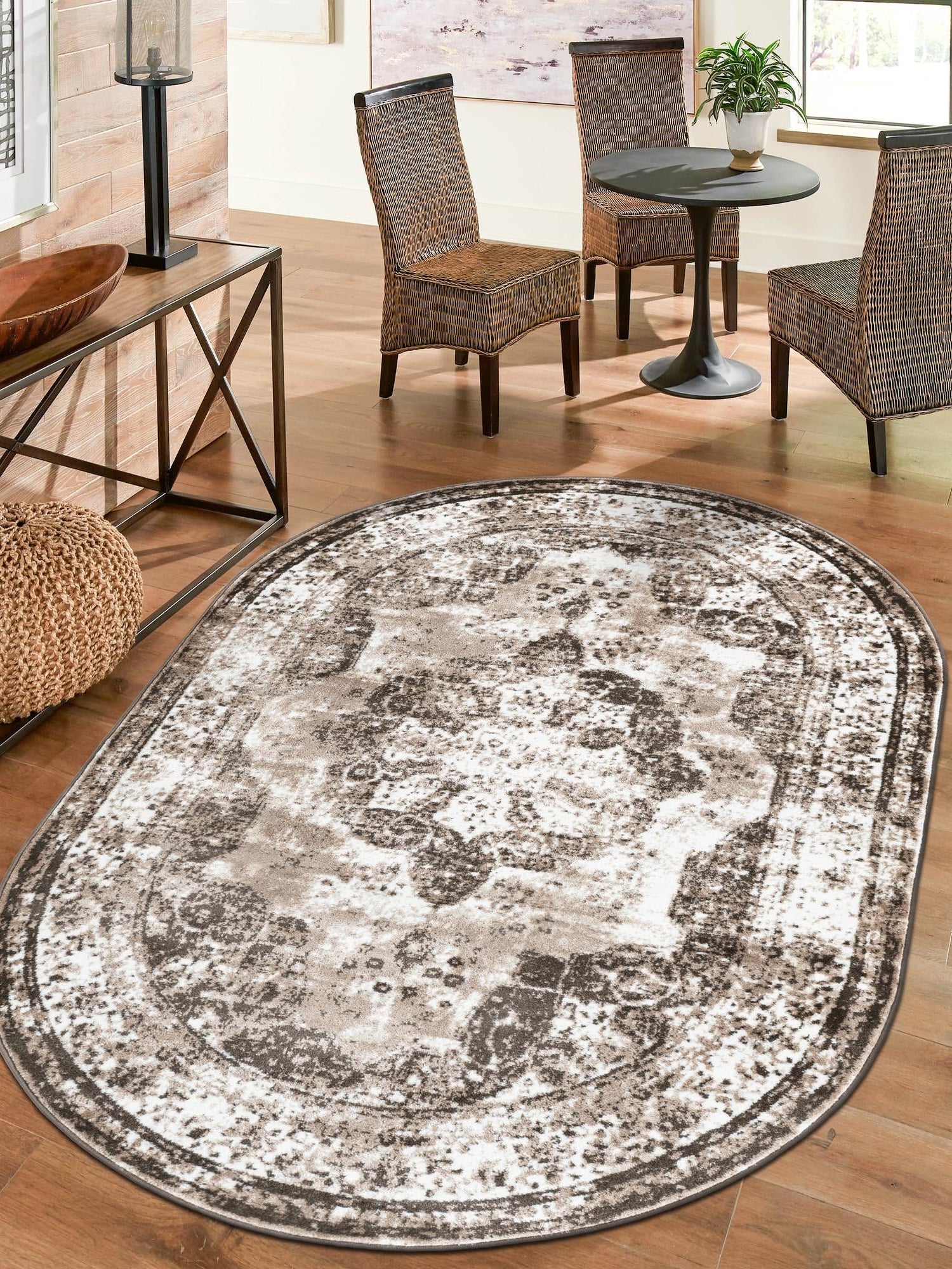 Light Brown 7' 10 x 10' Sofia Oval Area Rug Durable Easy Clean Stain Resistant Unique Carpet for Affordable Interior Home Design for Sale at Rug Engine