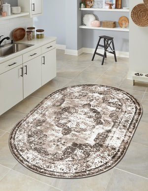 Light Brown 2' x 3' 1 Sofia Oval Area Rug Durable Easy Clean Stain Resistant Unique Carpet for Affordable Interior Home Design for Sale at Rug Engine