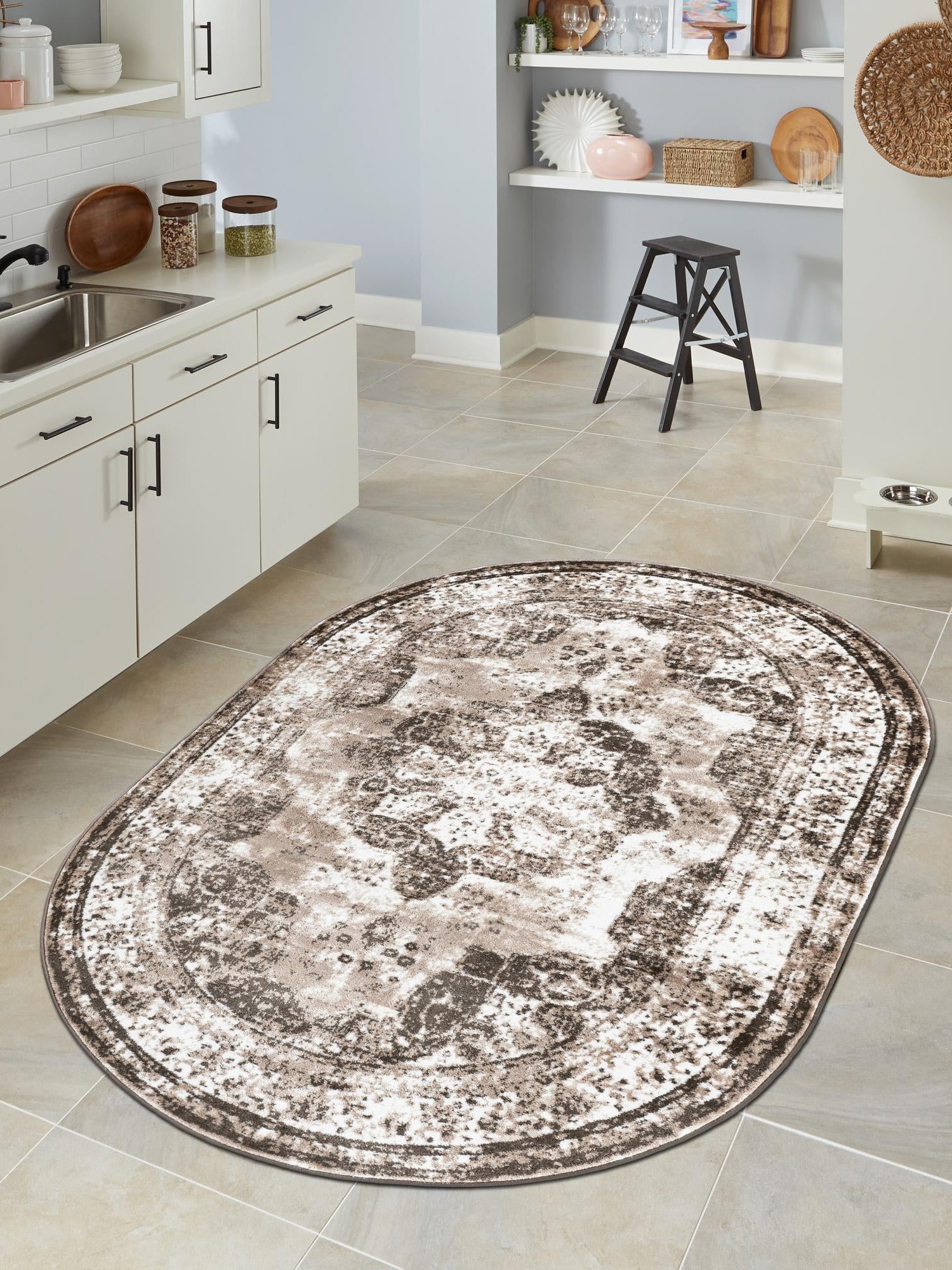 Light Brown 7' 10 x 10' Sofia Oval Area Rug Durable Easy Clean Stain Resistant Unique Carpet for Affordable Interior Home Design for Sale at Rug Engine