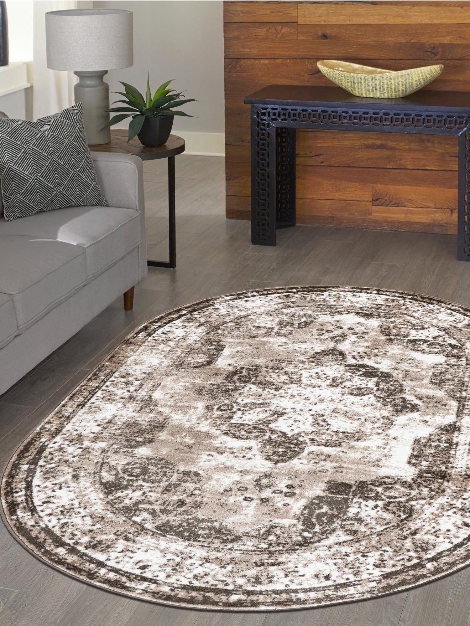 Light Brown 2' x 3' 1 Sofia Oval Area Rug Durable Easy Clean Stain Resistant Unique Carpet for Affordable Interior Home Design for Sale at Rug Engine