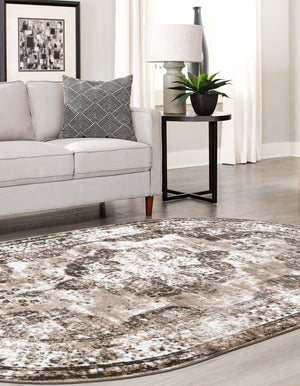 Light Brown 7' 10 x 10' Sofia Oval Area Rug Durable Easy Clean Stain Resistant Unique Carpet for Affordable Interior Home Design for Sale at Rug Engine
