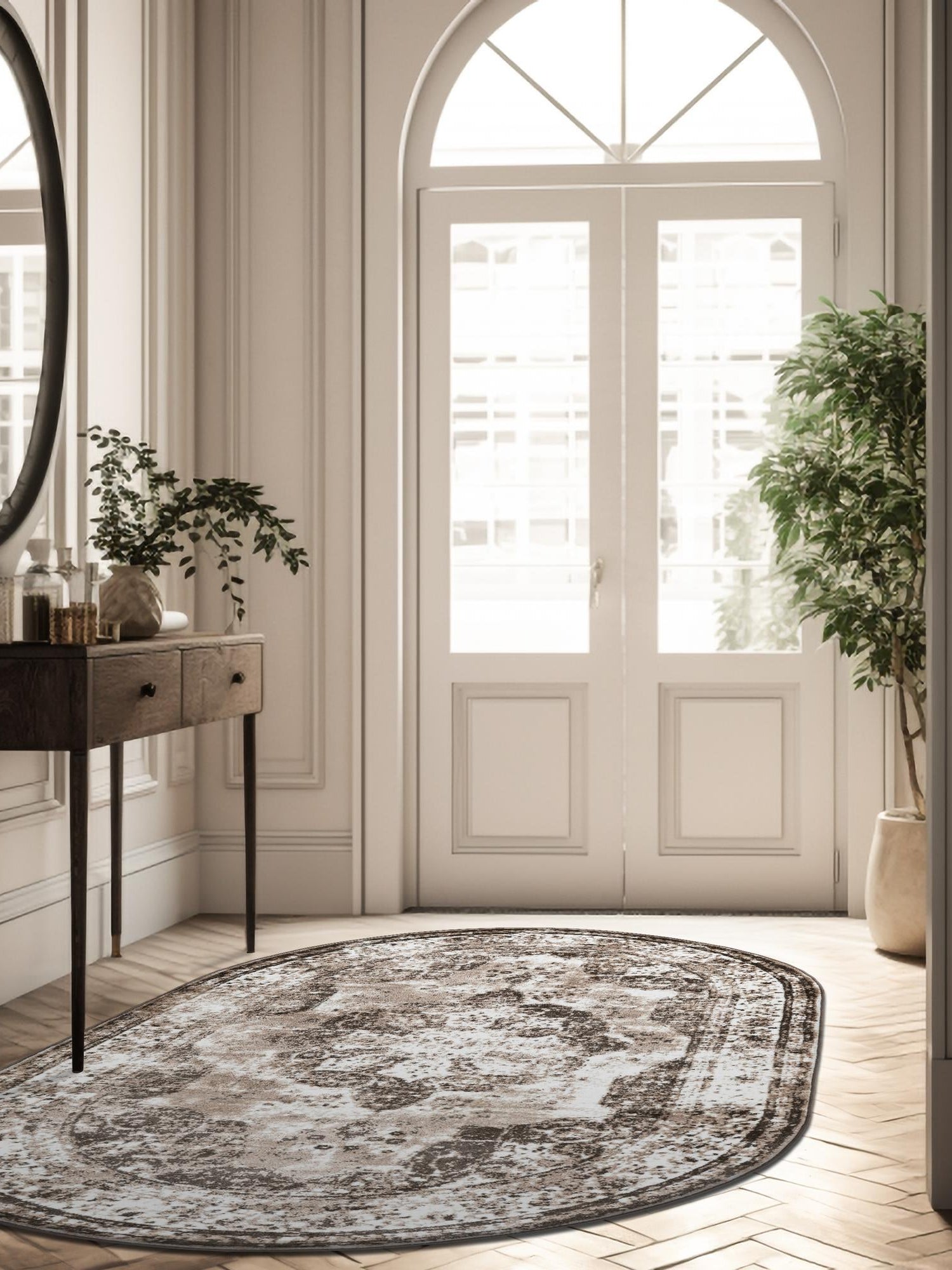Light Brown 7' 10 x 10' Sofia Oval Area Rug Durable Easy Clean Stain Resistant Unique Carpet for Affordable Interior Home Design for Sale at Rug Engine