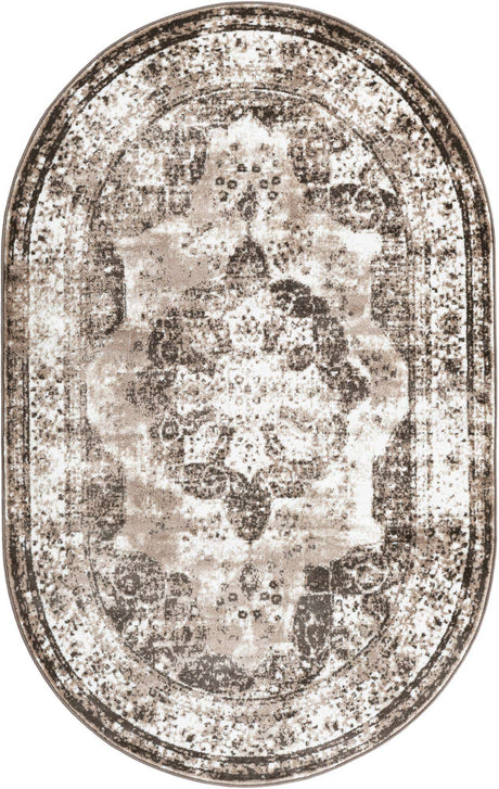 Light Brown 5' 3 x 8' Sofia Oval Rug