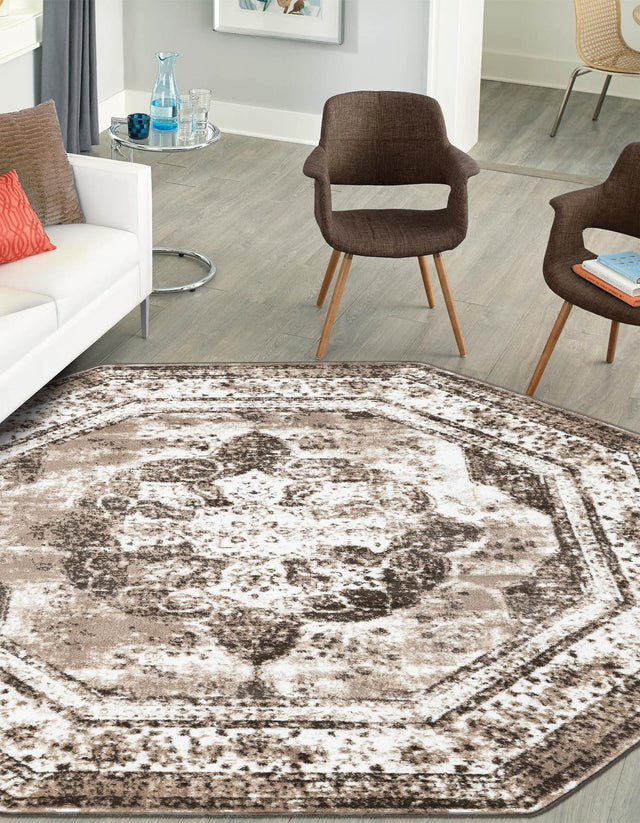 Light Brown 6' 1 x 6' 1 Sofia Octagon Area Rug Durable Easy Clean Stain Resistant Unique Carpet for Affordable Interior Home Design for Sale at Rug Engine