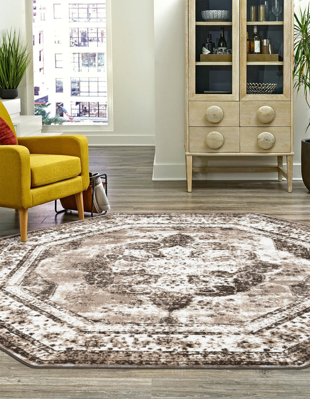 Light Brown 6' 1 x 6' 1 Sofia Octagon Area Rug Durable Easy Clean Stain Resistant Unique Carpet for Affordable Interior Home Design for Sale at Rug Engine