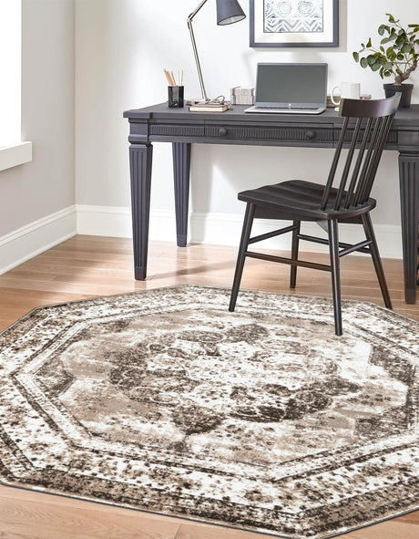 Light Brown 4' 1 x 4' 1 Sofia Octagon Area Rug Durable Easy Clean Stain Resistant Unique Carpet for Affordable Interior Home Design for Sale at Rug Engine