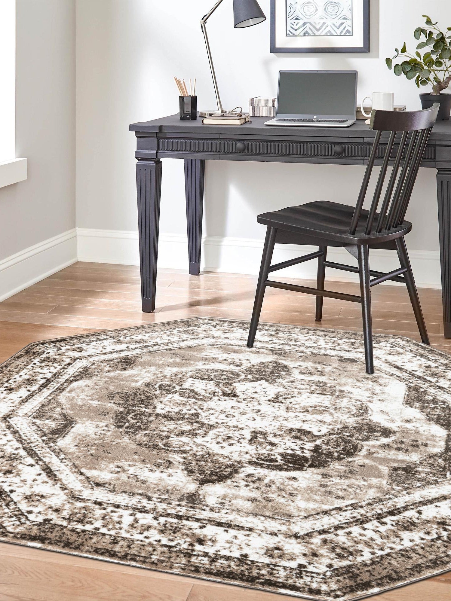 Light Brown 6' 1 x 6' 1 Sofia Octagon Area Rug Durable Easy Clean Stain Resistant Unique Carpet for Affordable Interior Home Design for Sale at Rug Engine